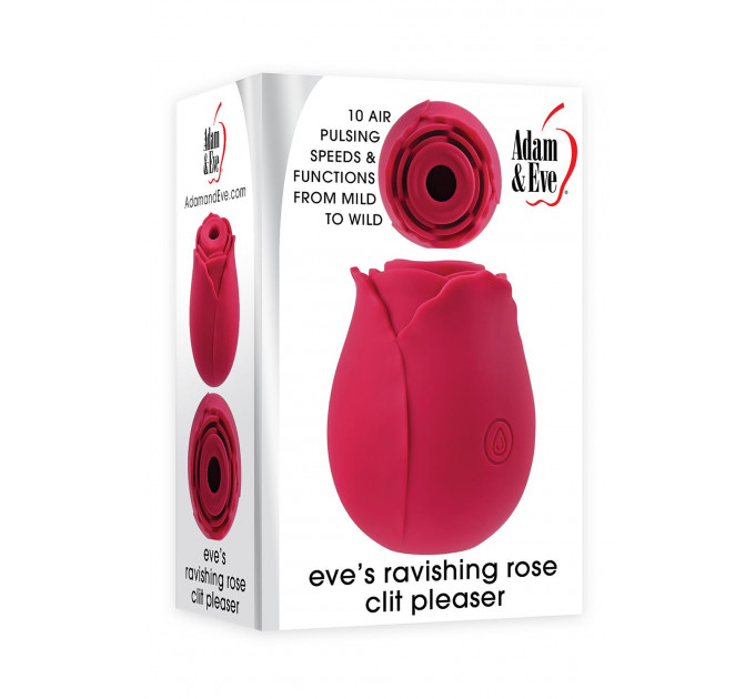 Вакуумный клиторальный стимулятор Adam & Eve Eve's Ravishing Rose Clit Pleaser, красный