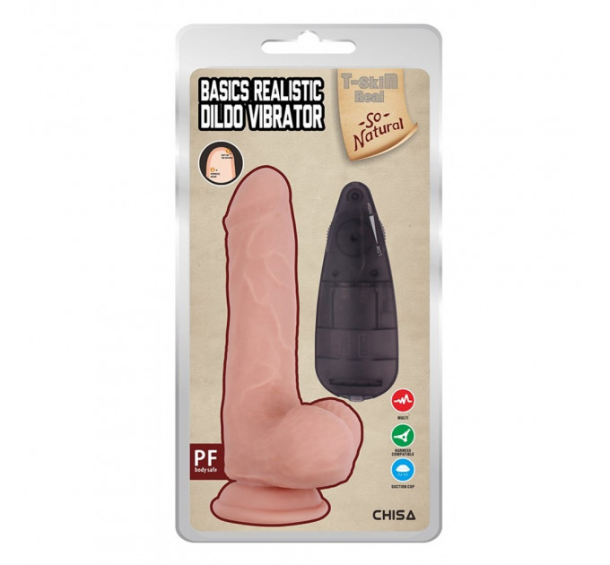 Вибратор реалистичный на присоске Chisa T-skin ReaL Basics Realistic Dildo с пультом управления