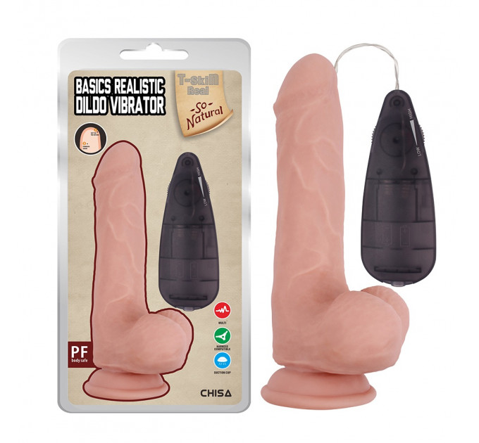 Вибратор реалистичный на присоске Chisa T-skin ReaL Basics Realistic Dildo с пультом управления