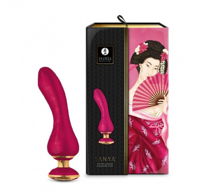 Вибратор Shunga Sanya с ручкой на подсветке, розовый, 18.5 см х 3.8 см