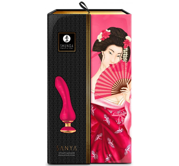 Вибратор Shunga Sanya с ручкой на подсветке, розовый, 18.5 см х 3.8 см