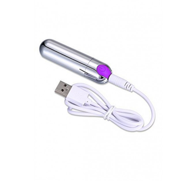 Вибропуля Strong Bullet Vibrator Silver/Purple USB 10 режимов вибрации