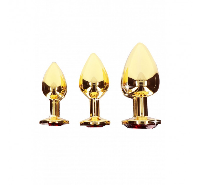 Анальна металева пробка M (Medium) з каменем червоного кольору Butt Plug With Diamond Jewel Taboom