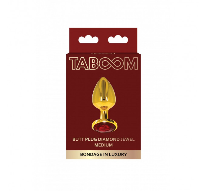 Анальна металева пробка M (Medium) з каменем червоного кольору Butt Plug With Diamond Jewel Taboom
