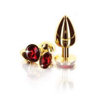 Анальна металева пробка M (Medium) з каменем червоного кольору Butt Plug With Diamond Jewel Taboom