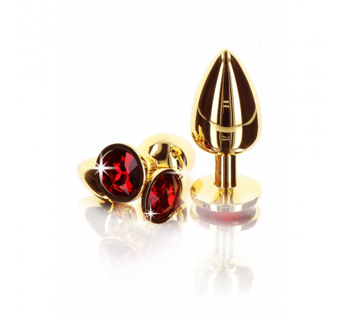 Анальна металева пробка M (Medium) з каменем червоного кольору Butt Plug With Diamond Jewel Taboom