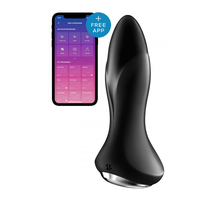Анальна смарт пробка з вібрацією та намистинами Rotator Plug 1 Connect App Black