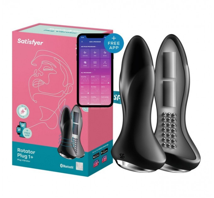 Анальна смарт пробка з вібрацією та намистинами Rotator Plug 1 Connect App Black