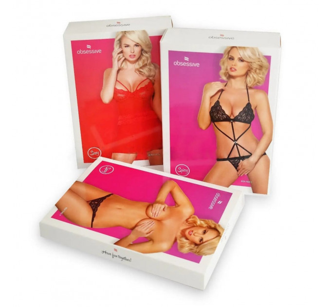 Боди ажурный полупрозрачный Obsessive Mixty teddy чёрный, L/XL