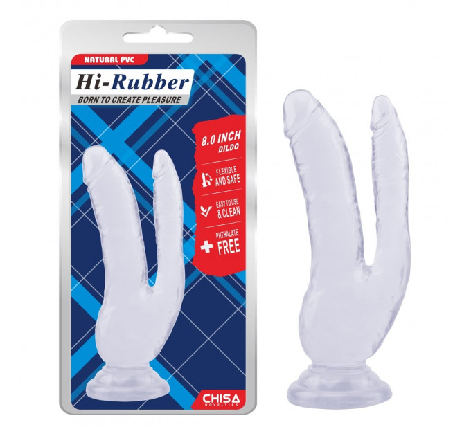 Фаллоимитатор двойной Chisa Hi-Rubber 8.0 Dildo, прозрачный