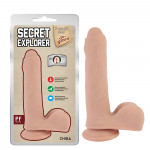 Фалломитатор с закрытой головкой и мошонкой Chisa T-skin ReaL Secret Explorer на присоске, бежевый