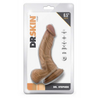 Фаллоимитатор реалистичный на присоске Blush Dr. Skin коричневый, 16.5 х 3.8 см