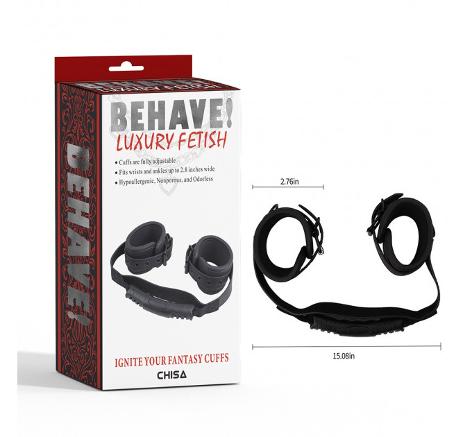 Фиксаторы для рук Chisa Behave! Ignite Your Fantasy Cuffs с держателем, черные