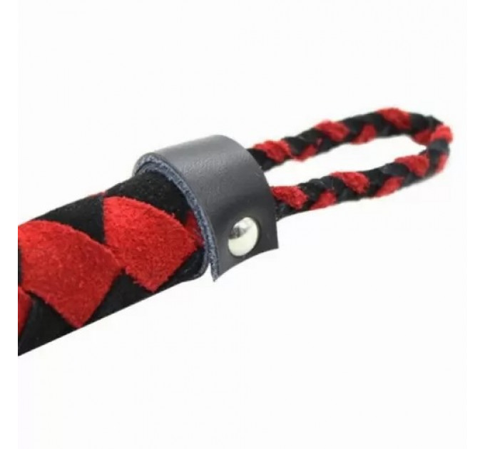 Флоггер DS Fetish Leather flogger M червоно-чорний ромб 38см