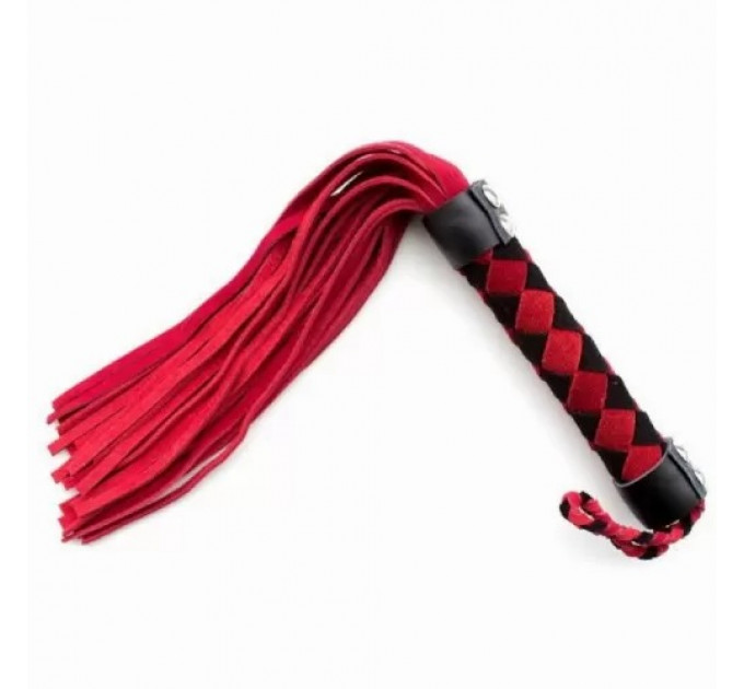 Флоггер DS Fetish Leather flogger M червоно-чорний ромб 38см