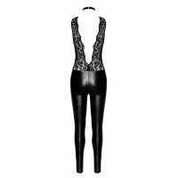 Комбінезон вініловий Noir Handmade Libido F298 з мереживом, чорний, розмір S