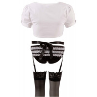Костюм горничной Cottelli Collection Maid Set, 6 предметов, черно-белый, S