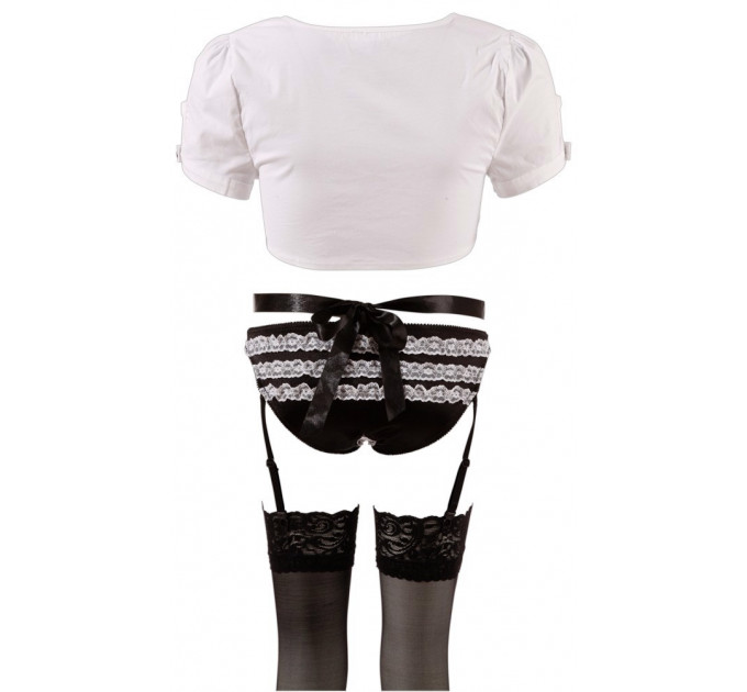 Костюм горничной Cottelli Collection Maid Set, 6 предметов, черно-белый, S