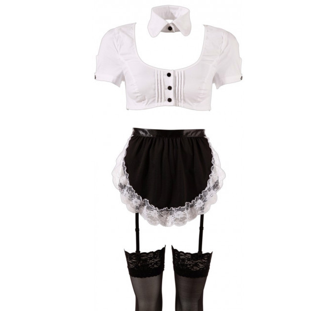 Костюм горничной Cottelli Collection Maid Set, 6 предметов, черно-белый, S