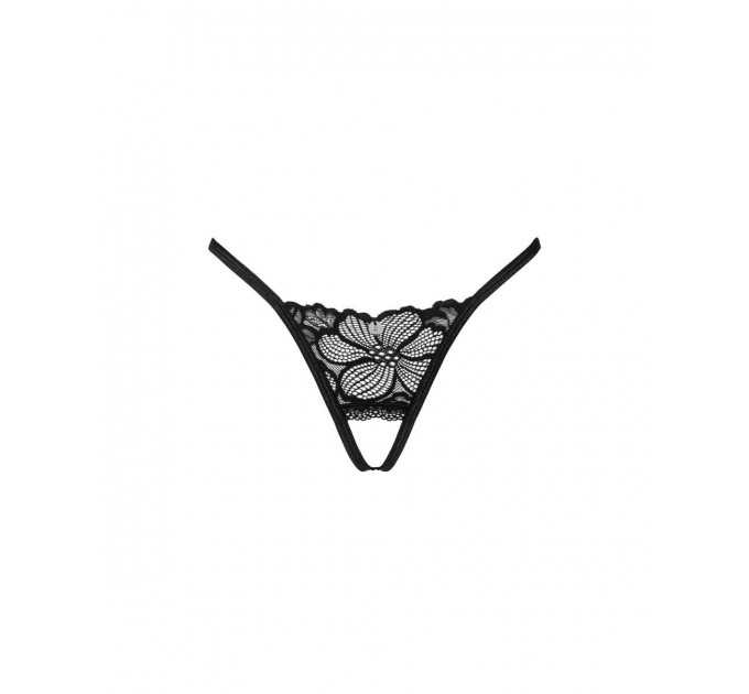 Кружевные стринги с открытым доступом Serafia Obsessive, черные, XS/S
