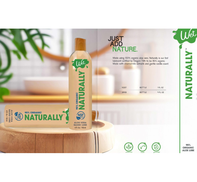 Лубрикант органический на основе алое WET NATURALLY, 118 мл
