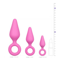 Набор анальных пробок Easytoys Pink Buttplugs With Pull Ring - Set