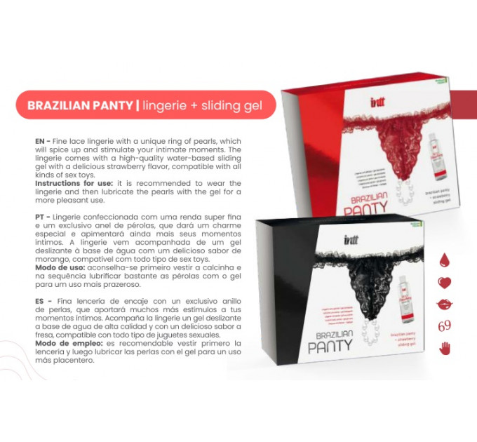 Набор INTT Brazilian Panty из черных трусиков и лубриканта