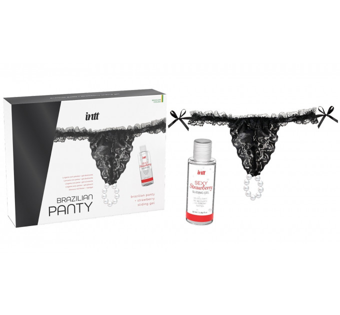 Набор INTT Brazilian Panty из черных трусиков и лубриканта