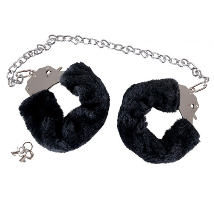 Наручники Bigger Furry Handcuffs, 6 - 12 см, черные