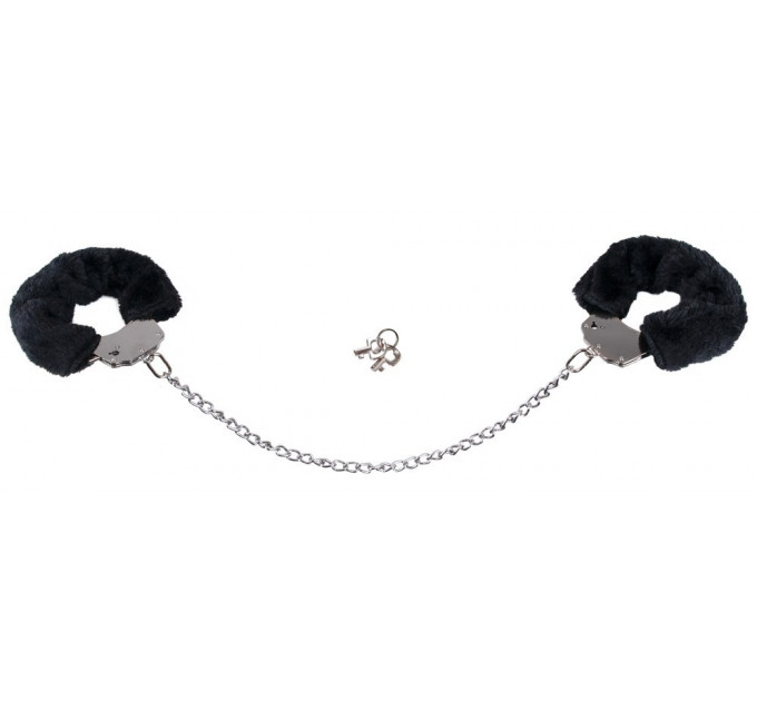 Наручники Bigger Furry Handcuffs, 6 - 12 см, черные