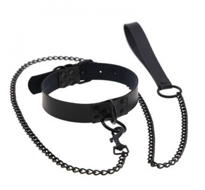 Ошейник с поводком DS Fetish Collar with leash black