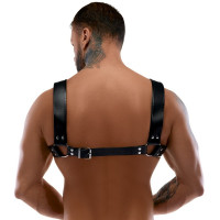 Шкіряна портупея для чоловіків ZADO FETISH з декоративними заклепками, чорна