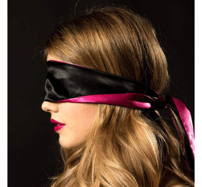 Пов'язка із сатину на очі Adrien Lastic Satin Sash чорно-рожева