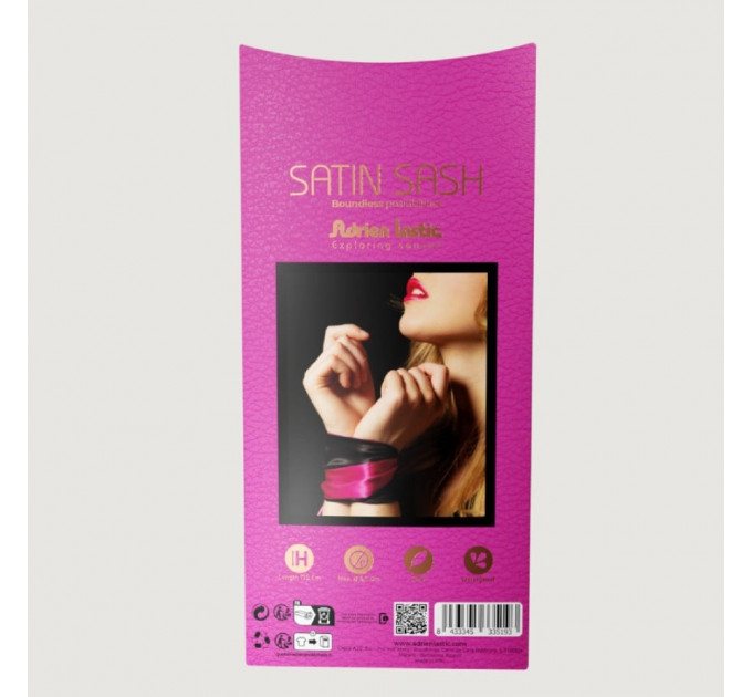 Пов'язка із сатину на очі Adrien Lastic Satin Sash чорно-рожева