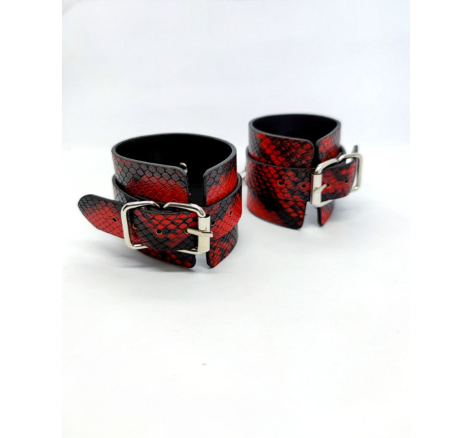 Система фиксации DS Fetish Ankle and hand cuff black/red