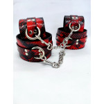 Система фиксации DS Fetish Ankle and hand cuff black/red