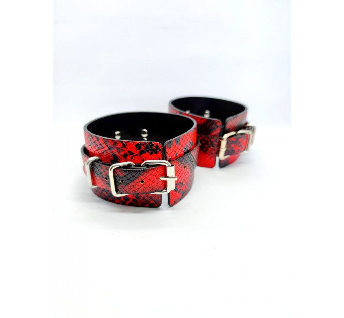 Система фиксации DS Fetish Ankle and hand cuff black/red