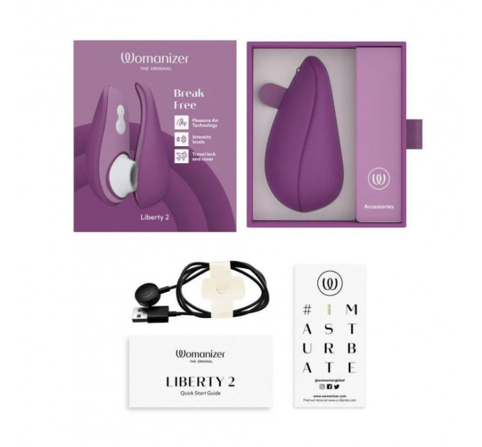 Вакуумный стимулятор клитора Womanizer Liberty 2 Dark Purple, фиолетовый