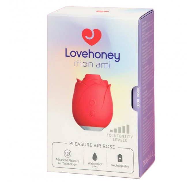 Вакуумний стимулятор у вигляді троянди Lovehoney Mon Ami Pleasure Air Rose, червоний