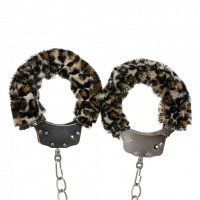 Поножі метал з хутром DS Fetish Metal, Leopard