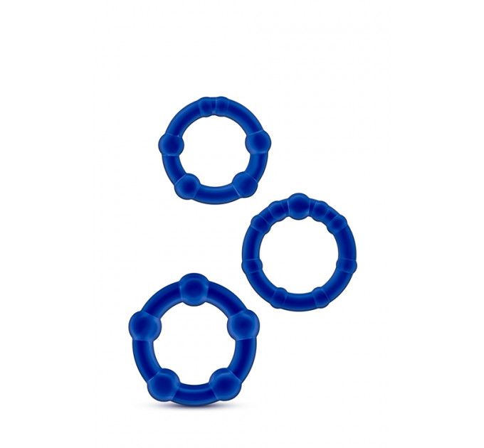 T330566 набір ерекційних кілець STAY HARD BEADED COCKRINGS BLUE