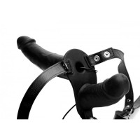 Подвійний страпон з вібро Power Pegger Double Strap-On, чорний