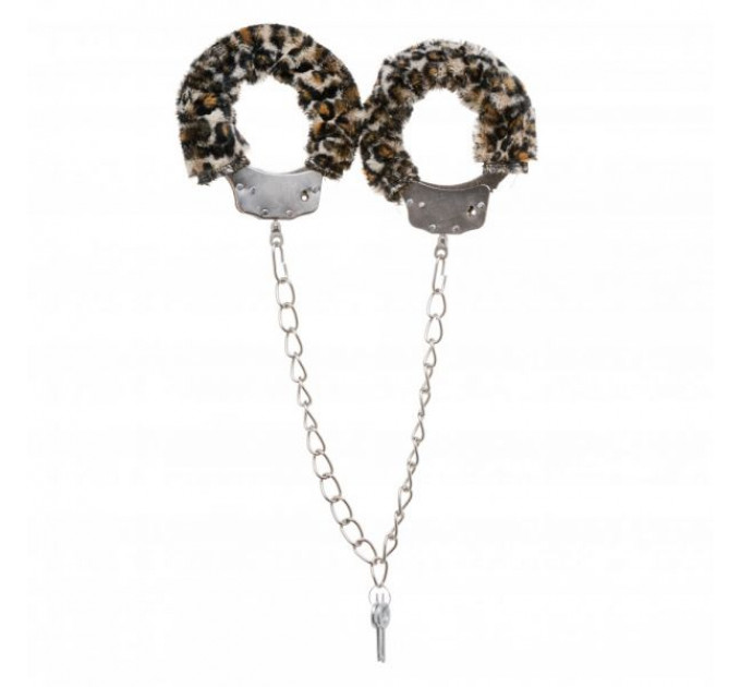 Поножи металл с мехом DS Fetish Metal, Leopard