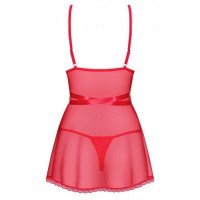 Сорочка Obsessive Lovlea с декоративными стрепами по груди, красный, L/XL