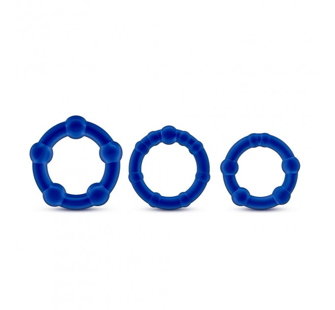T330566 набір ерекційних кілець STAY HARD BEADED COCKRINGS BLUE