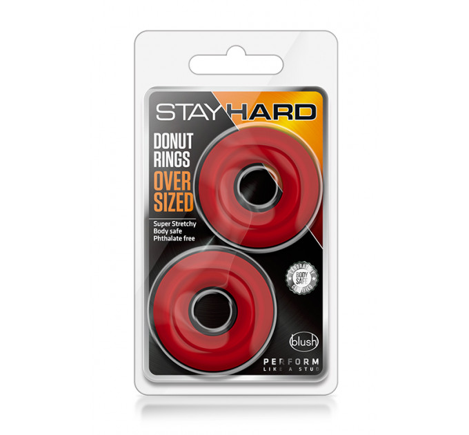 Набір ерекційних кілець STAY HARD Donut RINGS OVERSIZED RED