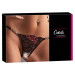 Стринги сексуальные Cottelli Collection String Rose с вышивкой и имитацией шнуровки, черные, M/L
