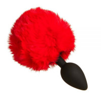 анальна пробка з помпоном Зайка Silicone, RED s