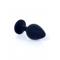 Анальна пробка чорна з каменем Plug-Jewellery Black Silicon PLUG Medium-Pink Diamond